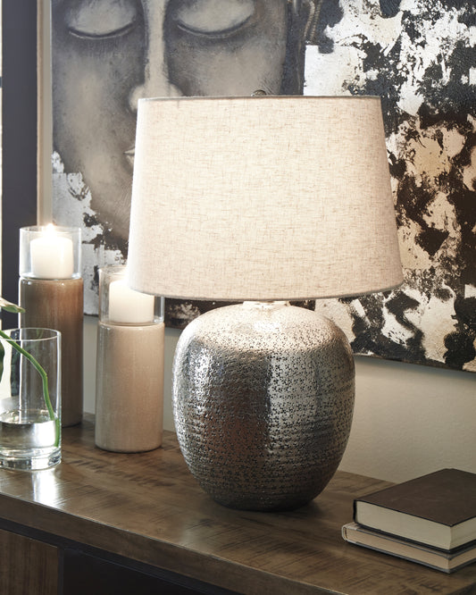 Ocala Furniture Outlet - Ashley Furniture - Magalie Lighting - Table Lamp (Set of 2) / Antique Silver Finish - L207314X2