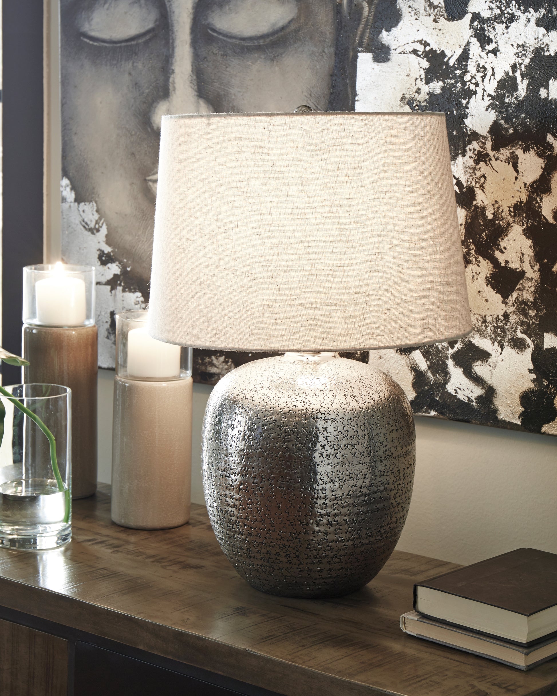 Ocala Furniture Outlet - Ashley Furniture - Magalie Lighting - Table Lamp (Set of 2) / Antique Silver Finish - L207314X2