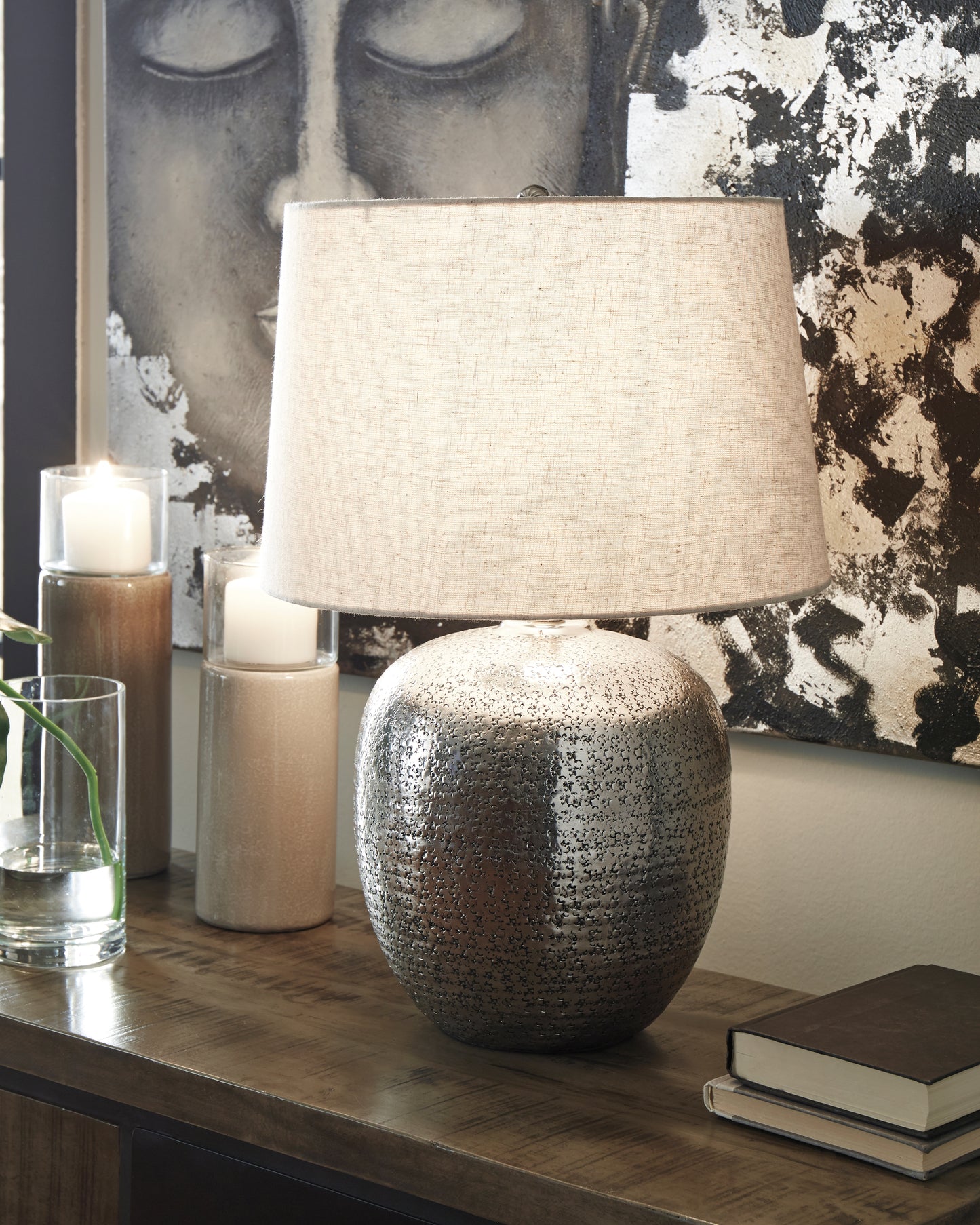 Ocala Furniture Outlet - Ashley Furniture - Magalie Lighting - Table Lamp (Set of 2) / Antique Silver Finish - L207314X2
