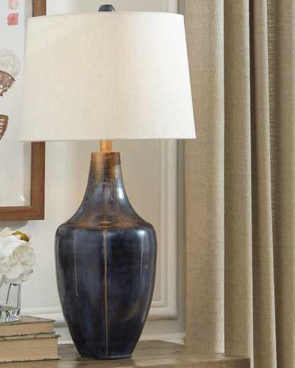 Ocala Furniture Outlet - Ashley Furniture - Evania Lighting - Table Lamp (Set of 2) / Indigo - L207344X2