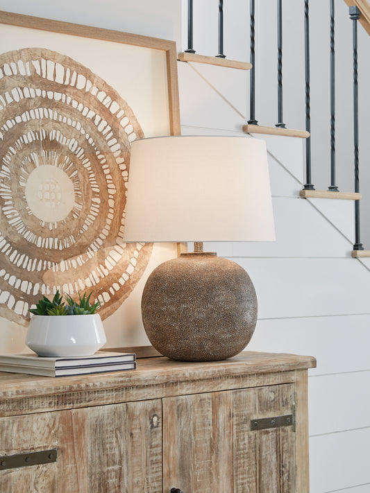 Ocala Furniture Outlet - Ashley Furniture - Neavesboro Lighting - 2-Piece Lamp Set / Antique Brown/White - L207484X2