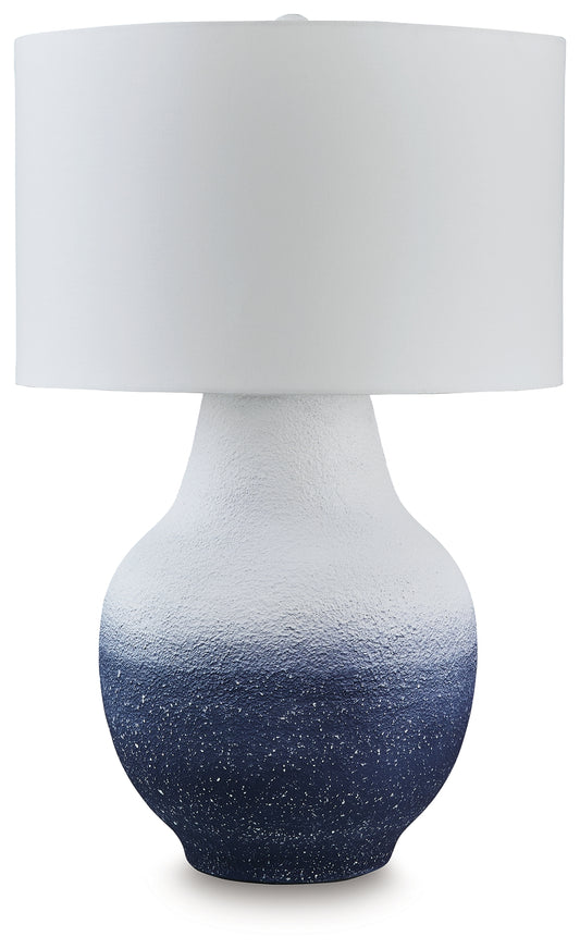 Ocala Furniture Outlet - Ashley Furniture - Dashland Lighting - Metal Table Lamp (1/CN) / White/Navy - L207514