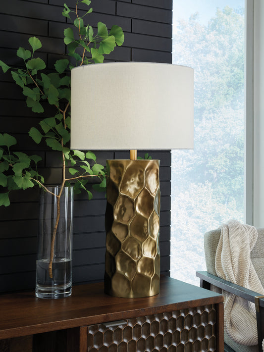 Ocala Furniture Outlet - Ashley Furniture - Marshawn Lighting - Metal Table Lamp (1/CN) / Gold Finish - L207524