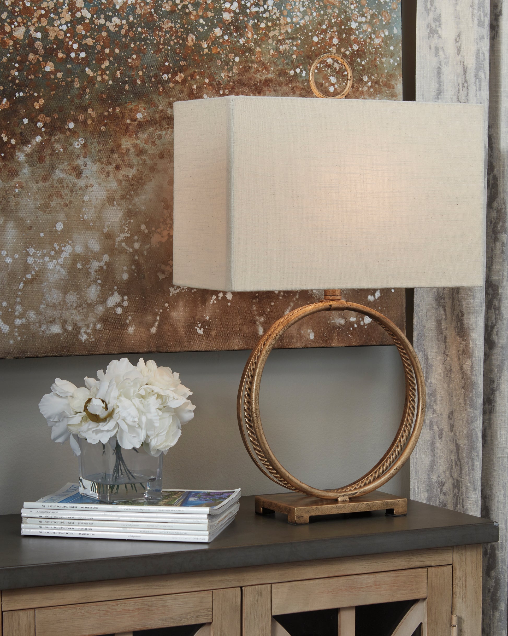 Ocala Furniture Outlet - Ashley Furniture - Mahala Lighting - Table Lamp (Set of 2) / Antique Gold Finish - L208124X2