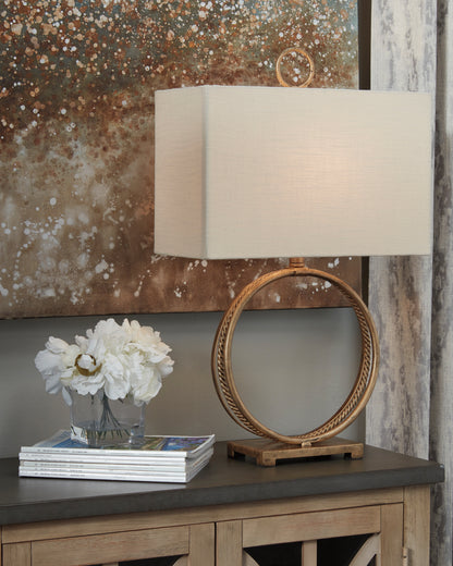 Ocala Furniture Outlet - Ashley Furniture - Mahala Lighting - Table Lamp (Set of 2) / Antique Gold Finish - L208124X2