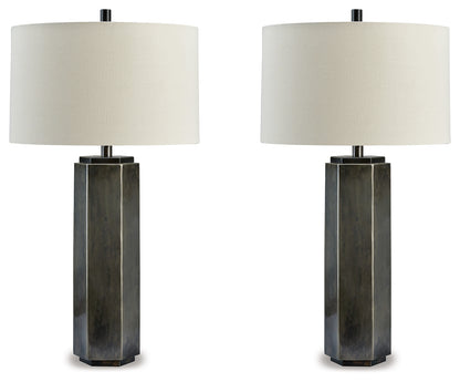 Ocala Furniture Outlet - Ashley Furniture - Dirkton Lighting - Table Lamp (Set of 2) / Antique Pewter - L208324X2