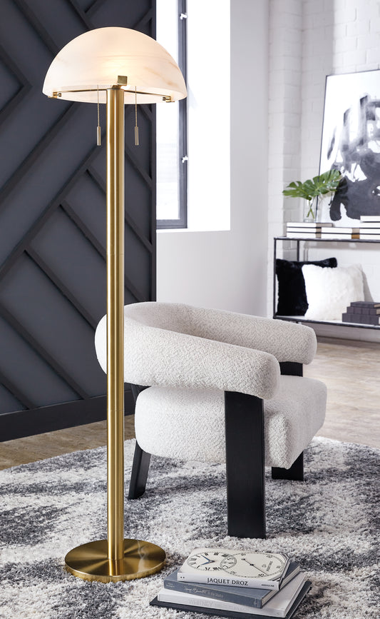 Ocala Furniture Outlet - Ashley Furniture - Tobbinsen Lighting - Metal Floor Lamp (1/CN) / Brass Finish - L208421