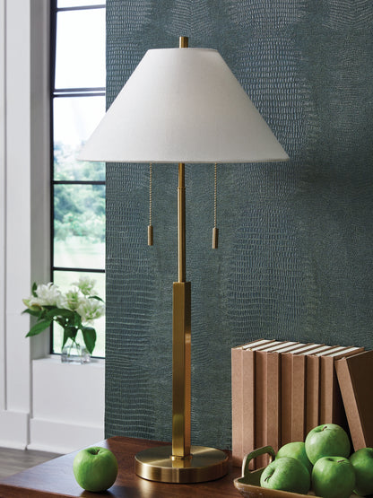 Ocala Furniture Outlet - Ashley Furniture - Haigwood Lighting - Metal Table Lamp (1/CN) / Gold Finish - L208474