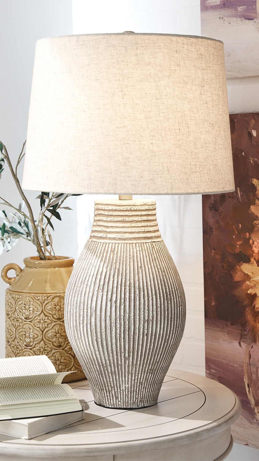 Ocala Furniture Outlet - Ashley Furniture - Layal Lighting - Table Lamp (Set of 2) / Beige - L235634X2