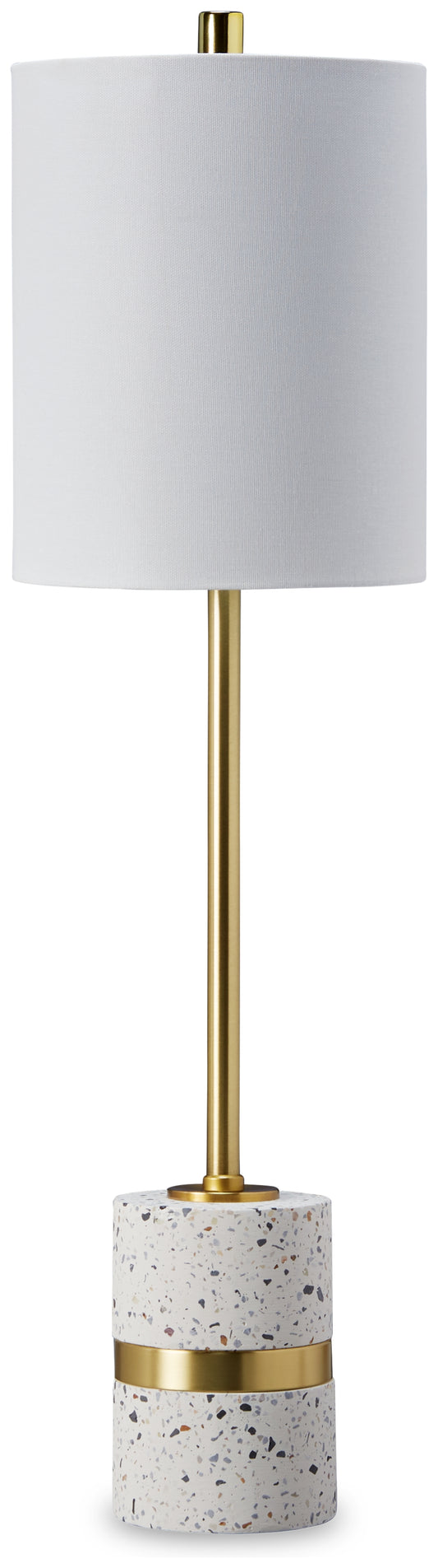 Ocala Furniture Outlet - Ashley Furniture - Maywick Lighting - Table Lamp (Set of 2) / White/Brass Finish - L235674X2