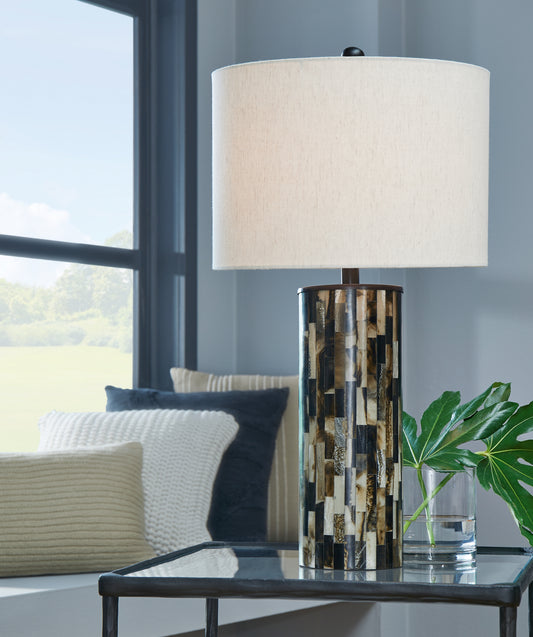 Ocala Furniture Outlet - Ashley Furniture - Ellford Lighting - Table Lamp (Set of 2) / Black/Brown/Cream - L235684X2