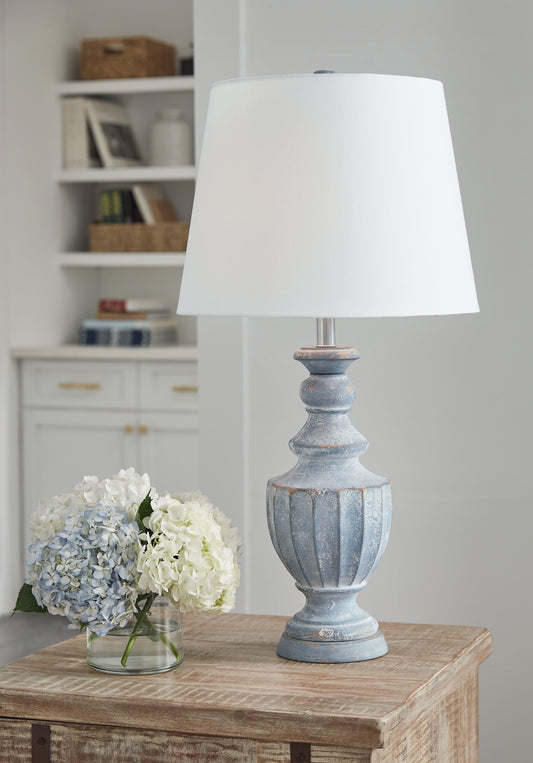 Ocala Furniture Outlet - Ashley Furniture - Cylerick Lighting - Table Lamp (Set of 2) / Antique Blue - L235714X2