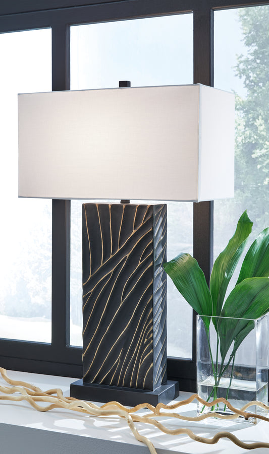 Ocala Furniture Outlet - Ashley Furniture - Bartlen Lighting - 2-Piece Lamp Set / Black/Gold Finish - L235774X2