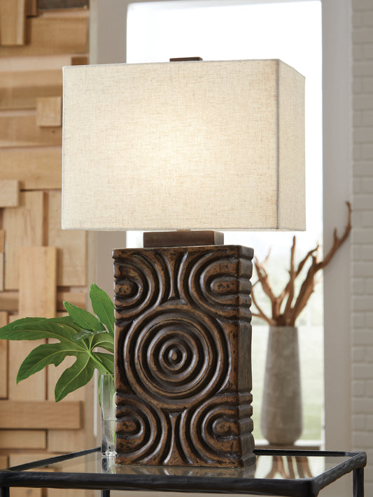 Ocala Furniture Outlet - Ashley Furniture - Heathbury Lighting - Paper Table Lamp (1/CN) / Antique Brown - L235964