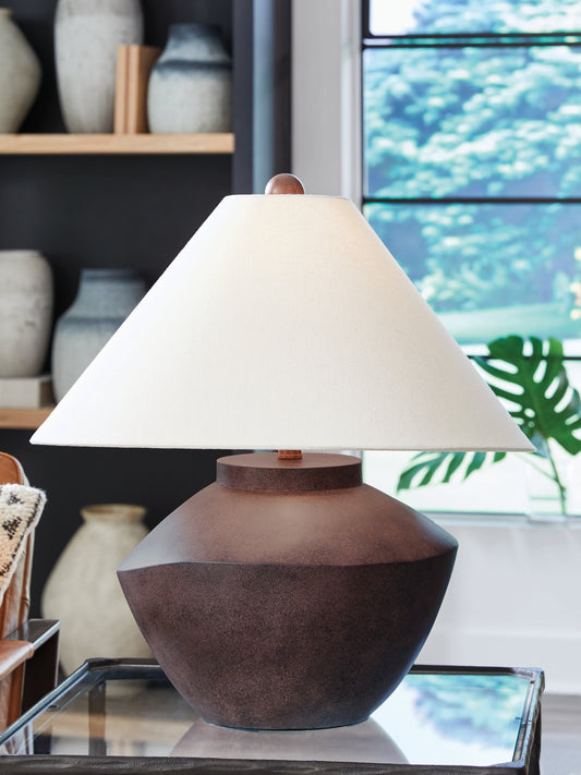 Ocala Furniture Outlet - Ashley Furniture - Honsworth Lighting - Poly Table Lamp (1/CN) / Antique Brown - L235994