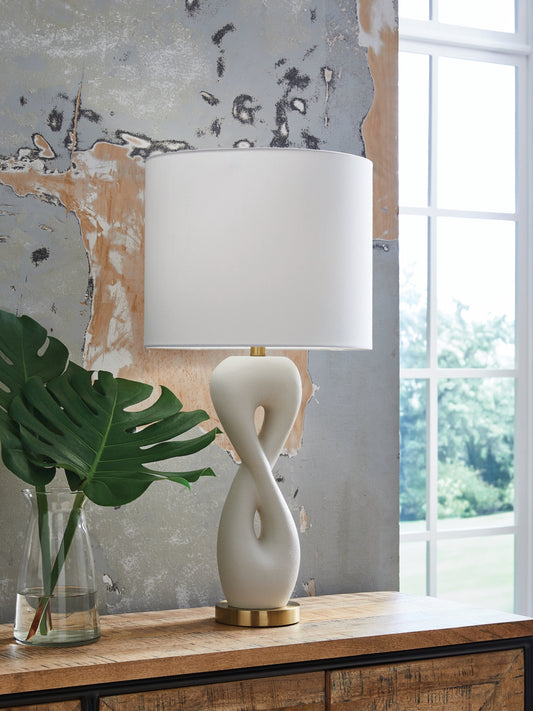 Ocala Furniture Outlet - Ashley Furniture - Judrich Lighting - Poly Table Lamp (1/CN) / White/Gold Finish - L236024