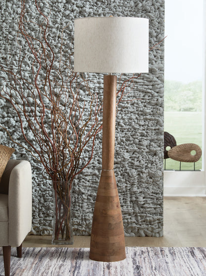 Ocala Furniture Outlet - Ashley Furniture - Ailsa Lighting - Wood Floor Lamp (1/CN) / Natural Brown - L329111