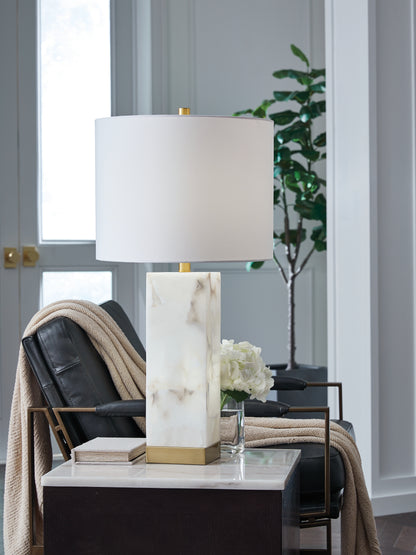 Ocala Furniture Outlet - Ashley Furniture - Linderfield Lighting - Alabaster Table Lamp (1/CN) / White/Gold Finish - L429094