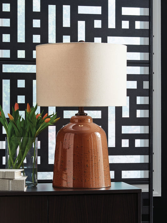 Ocala Furniture Outlet - Ashley Furniture - Aaleahya Lighting - Glass Table Lamp (1/CN) / Rust - L430904