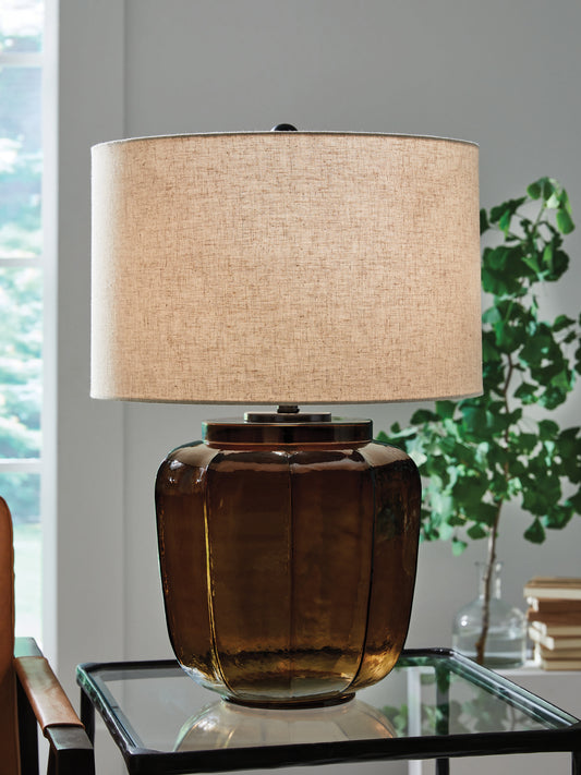 Ocala Furniture Outlet - Ashley Furniture - Bainmore Lighting - Glass Table Lamp (1/CN) / Amber - L430914