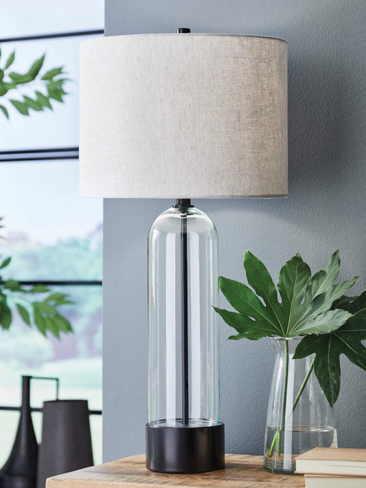 Ocala Furniture Outlet - Ashley Furniture - Kerrbrook Lighting - Glass Table Lamp (1/CN) / Clear/Black - L430944