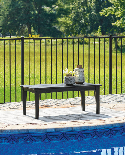 Ocala Furniture Outlet - Ashley Furniture - Hyland wave Outdoor - Rectangular Cocktail Table / Black - P108-701