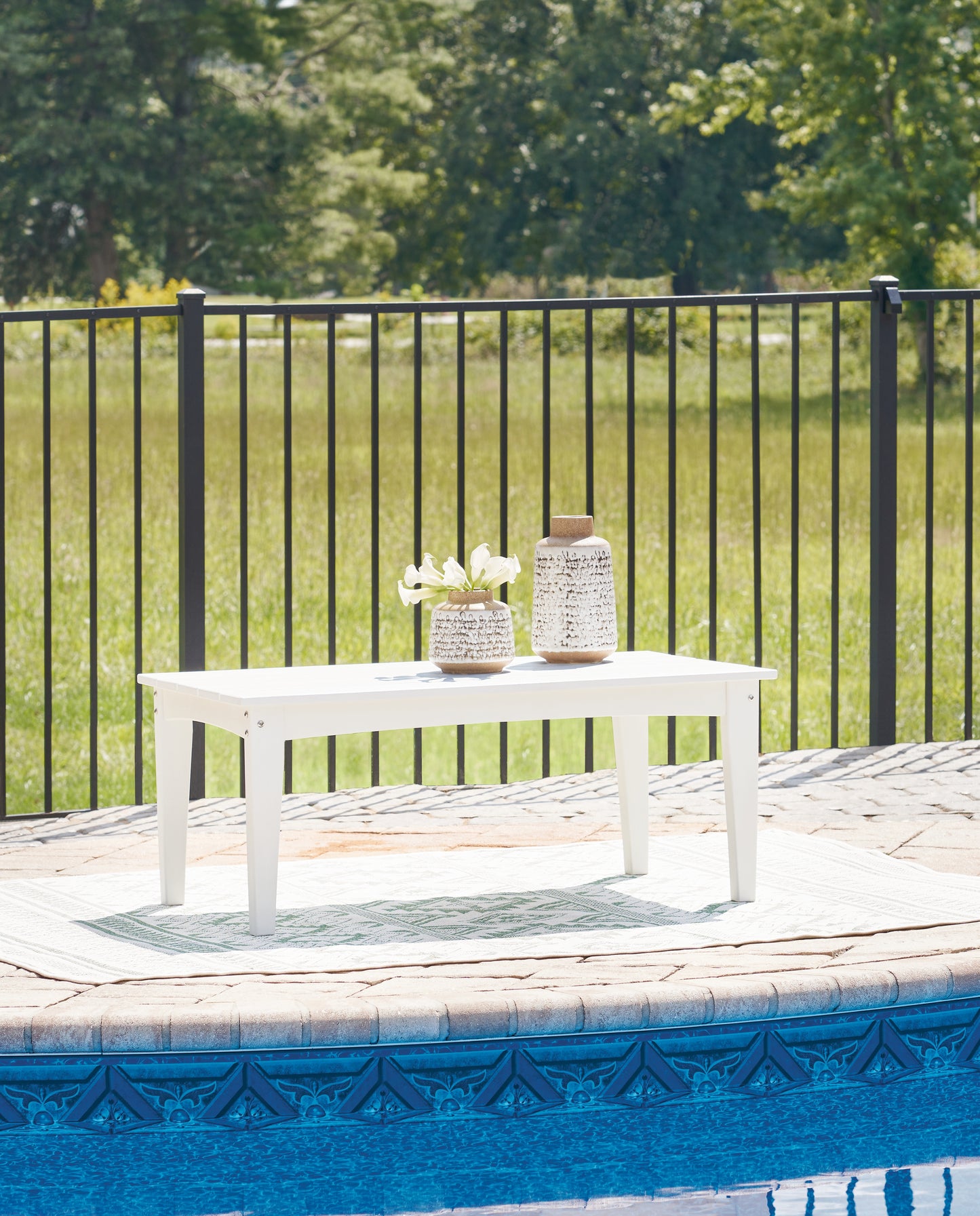 Ocala Furniture Outlet - Ashley Furniture - Hyland wave Outdoor - Rectangular Cocktail Table / White - P111-701