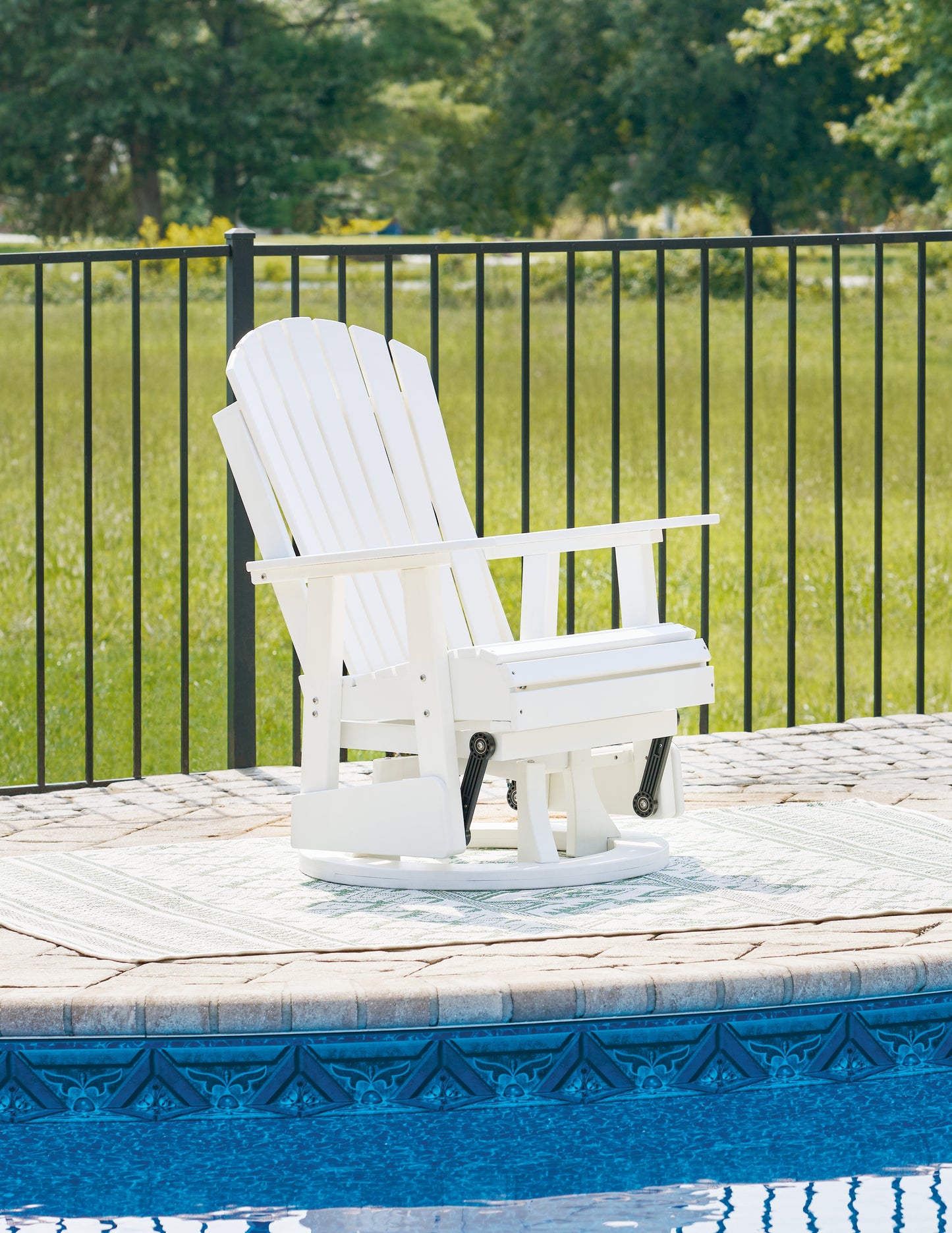 Ocala Furniture Outlet - Ashley Furniture - Hyland wave Outdoor - Swivel Glider Chair / White - P111-820