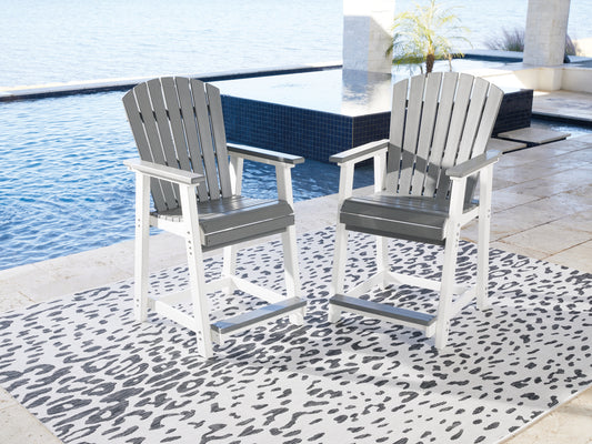 Ocala Furniture Outlet - Ashley Furniture - Transville Outdoor - RECT COUNTER TABLE W/UMB OPT / Gray/White - P210-642