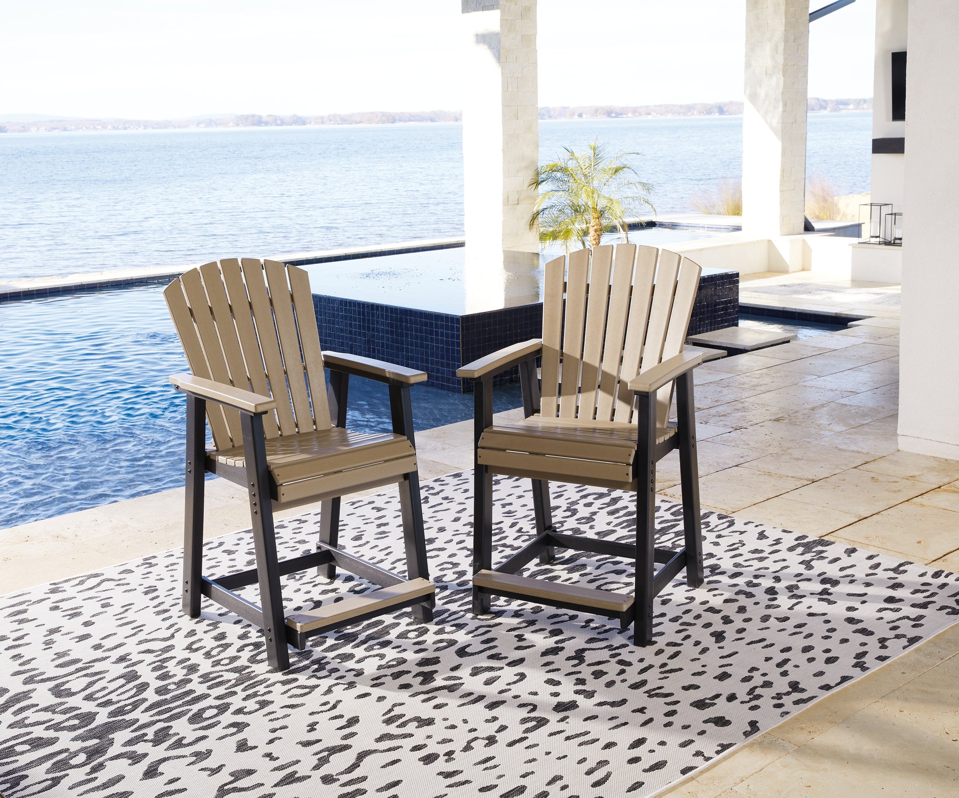 Ocala Furniture Outlet - Ashley Furniture - Fairen Trail Outdoor - Barstool (Set of 2) / Black/Driftwood - P211-124