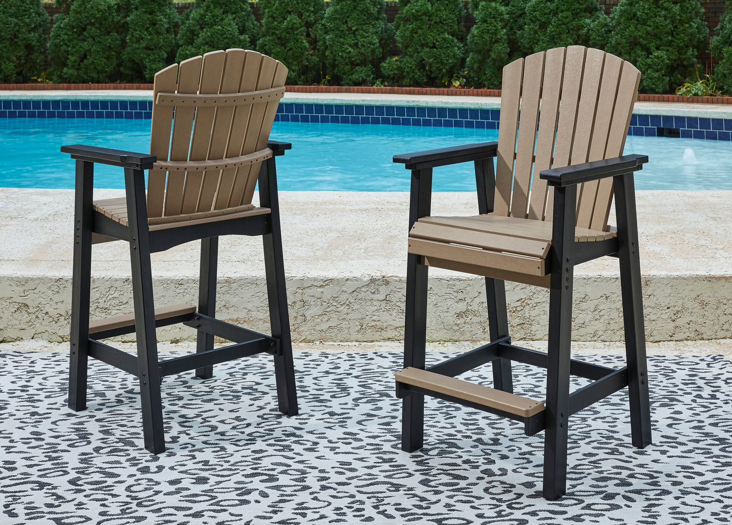Ocala Furniture Outlet - Ashley Furniture - Fairen Trail Outdoor - Tall Barstool (Set of 2) / Black/Driftwood - P211-130