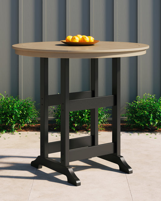Ocala Furniture Outlet - Ashley Furniture - Fairen Trail Outdoor - Square Counter TBL w/UMB OPT / Black/Driftwood - P211-632