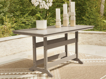 Ocala Furniture Outlet - Ashley Furniture - Seacliff Beach Outdoor - RECT COUNTER TABLE W/UMB OPT / Medium Brown - PCP228-642
