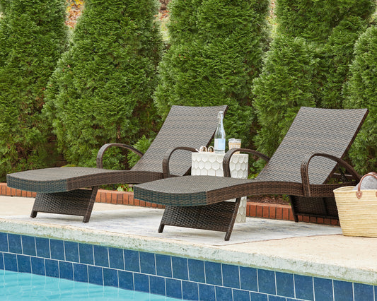 Ocala Furniture Outlet - Ashley Furniture - Kantana Outdoor - Chaise Lounge (Set of 2) / Brown - P283-815