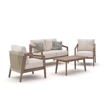 Ocala Furniture Outlet - Ashley Furniture - Nature Lane Outdoor - Sofa/Chairs/Table Set (4/CN) - PCP355-081
