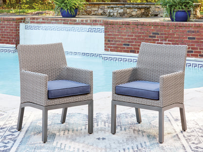 Ocala Furniture Outlet - Ashley Furniture - Half Moon Beach Outdoor - Arm Chair With Cushion (Set of 2) / Blue/Gray - PCP418-601A
