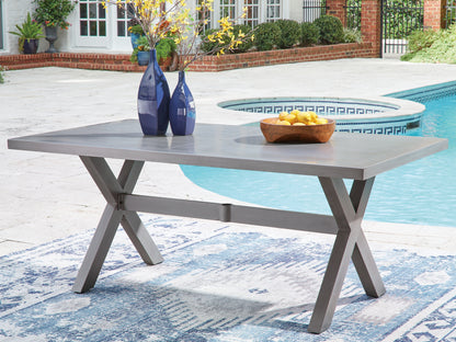 Ocala Furniture Outlet - Ashley Furniture - Half Moon Beach Outdoor - RECT Dining Table w/UMB OPT / Gray - PCP418-625