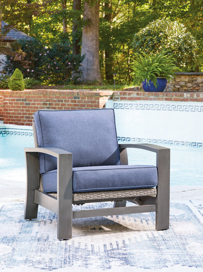 Ocala Furniture Outlet - Ashley Furniture - Half Moon Beach Outdoor - Spring Lounge Chair / Blue/Gray - PCP418-820