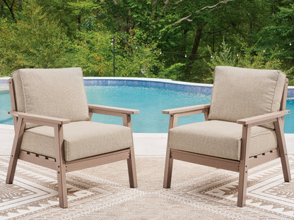 Ocala Furniture Outlet - Ashley Furniture - Grover Beach Outdoor - Lounge Chair w/Cushion (Set of 2) / Driftwood - PCP422-820