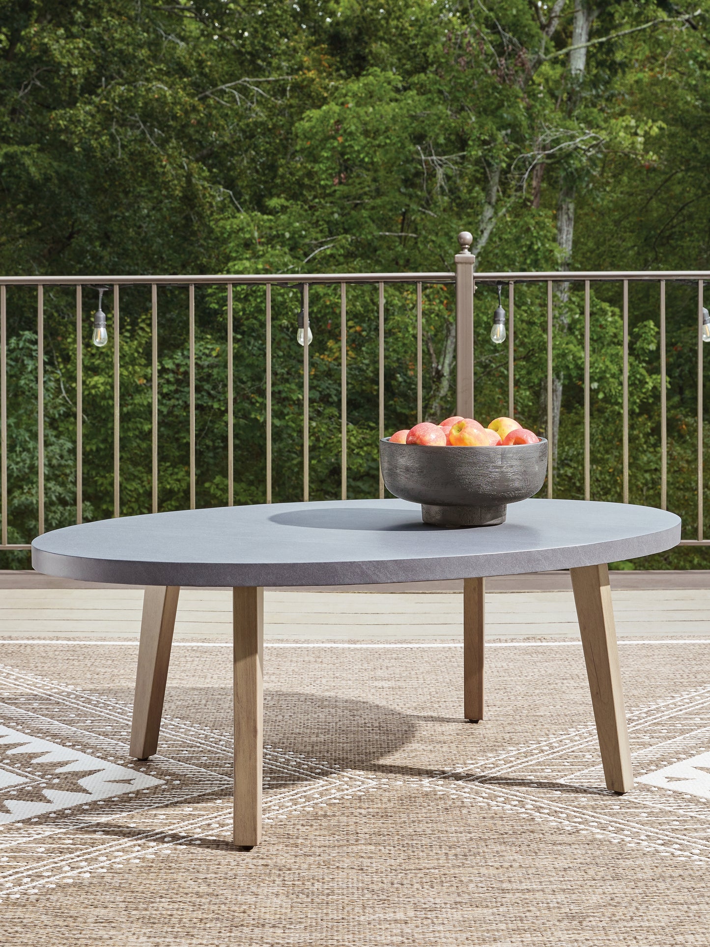 Ocala Furniture Outlet - Ashley Furniture - Harmony Headlands Outdoor - Oval Cocktail Table / Natural/Gray - PCP428-701