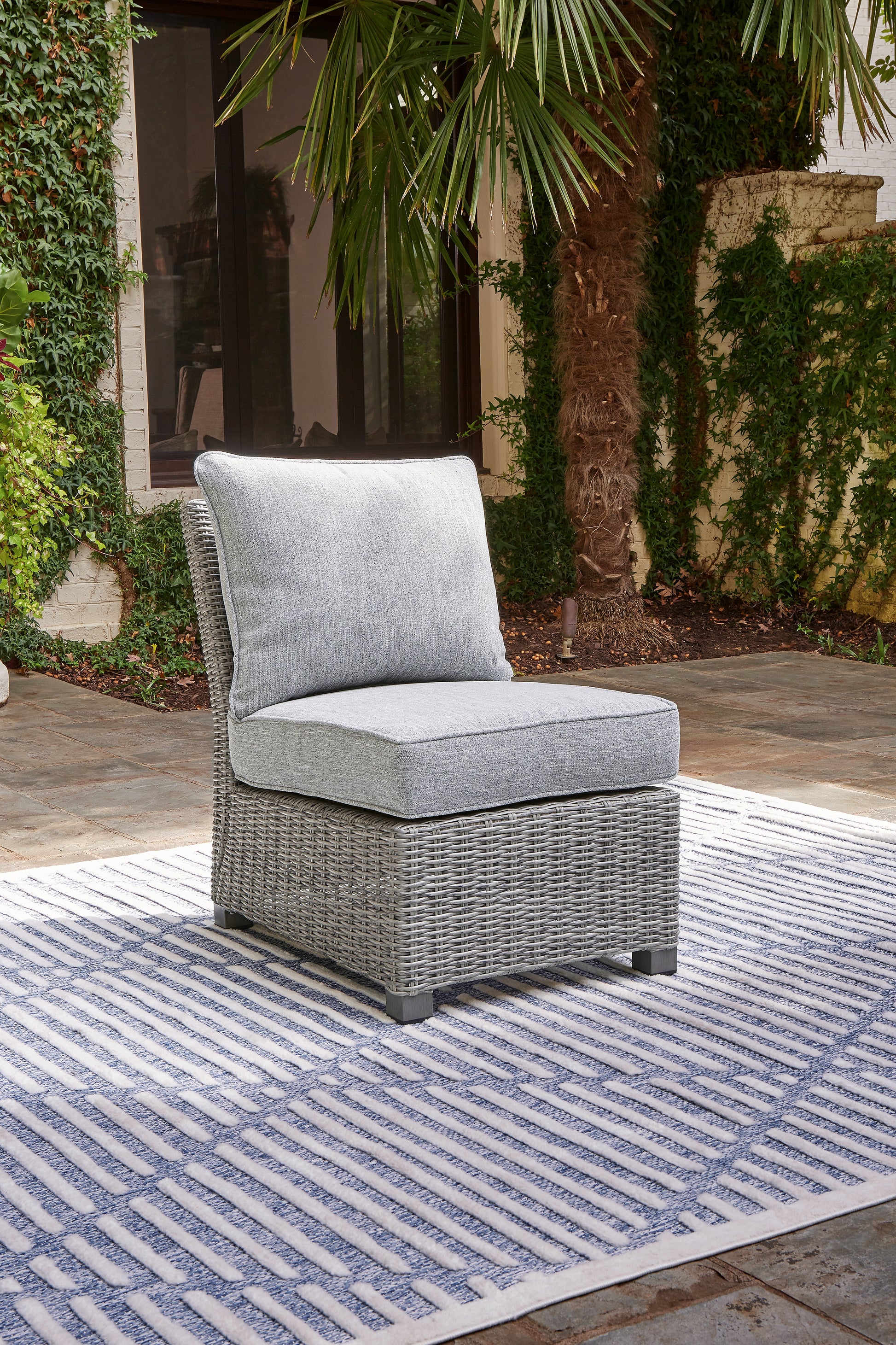 Ocala Furniture Outlet - Ashley Furniture - Naples Beach Outdoor - Armless Chair w/Cushion (1/CN) / Light Gray - P439-846