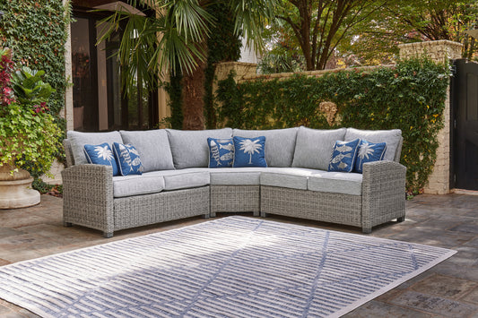 Ocala Furniture Outlet - Ashley Furniture - Naples Beach Outdoor - RAF/LAF Loveseat w/CUSH (Set of 2) / Light Gray - P439-854