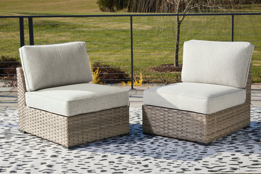 Ocala Furniture Outlet - Ashley Furniture - Calworth Outdoor - Armless Chair w/Cushion (Set of 2) / Beige - P458-846