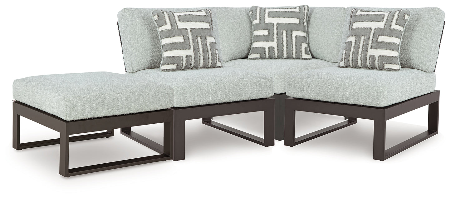 Ocala Furniture Outlet - Ashley Furniture - Beachloft Outdoor - 4-Piece Outdoor Sectional / Black/Gray - P490P7