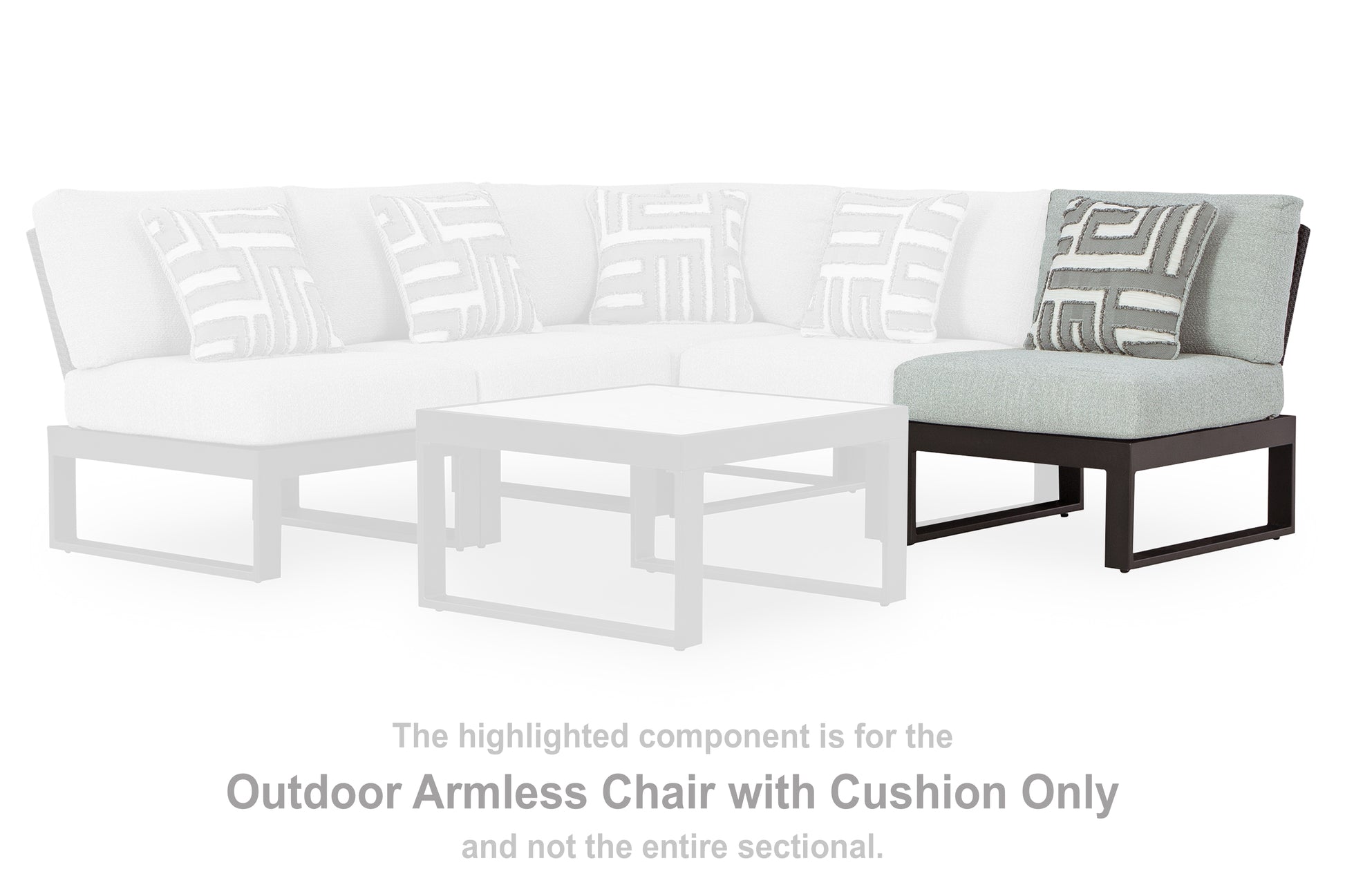 Ocala Furniture Outlet - Ashley Furniture - Beachloft Outdoor - Armless Chair w/Cushion / Black/Gray - P490-846