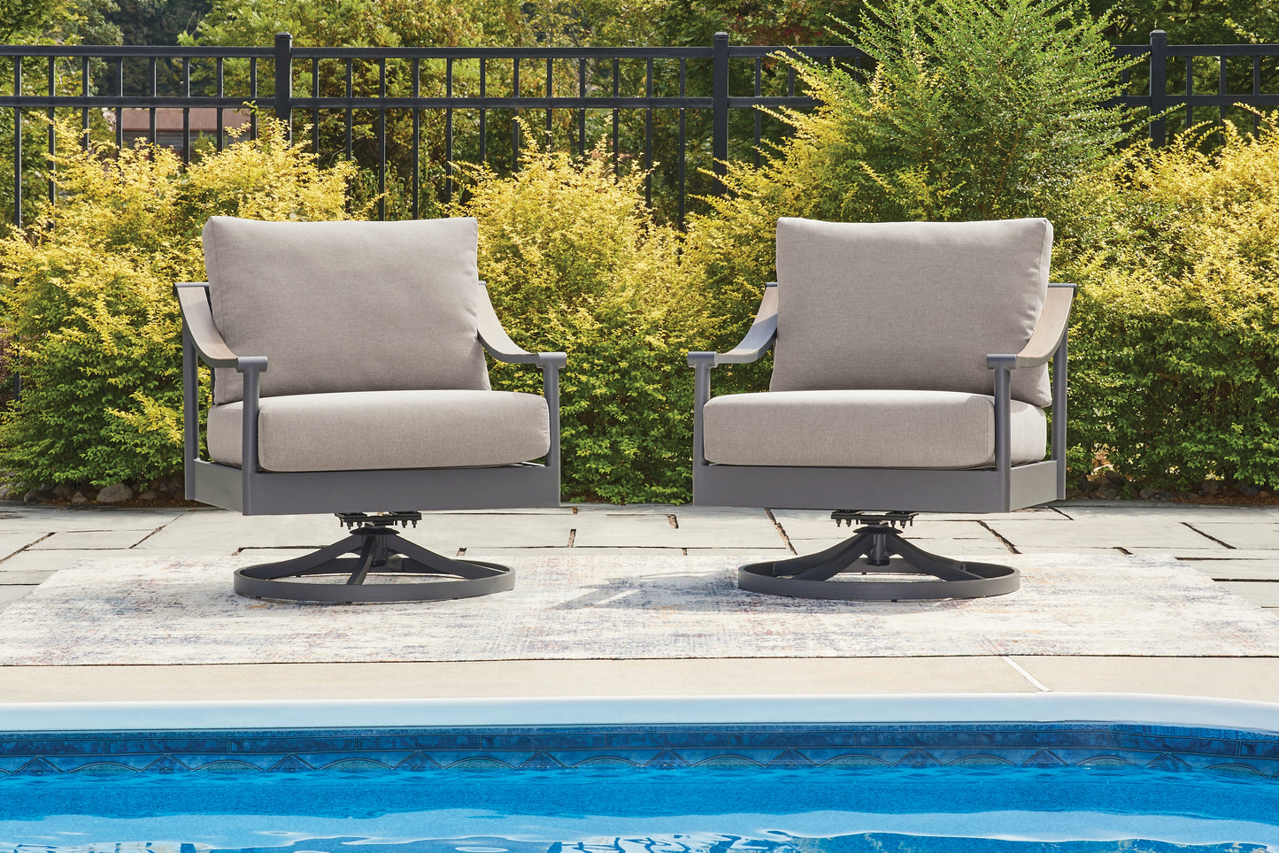 Ocala Furniture Outlet - Ashley Furniture - Ocean Beach Outdoor - Swivel Lounge w/ Cushion / Gray - PCP510-821