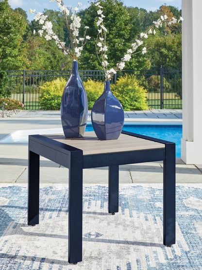 Ocala Furniture Outlet - Ashley Furniture - East Beach Outdoor - Rectangular End Table / Navy Blue/Driftwood - PCP587-703