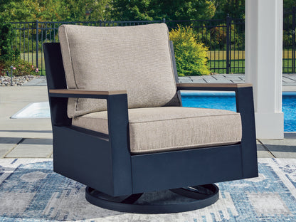 Ocala Furniture Outlet - Ashley Furniture - East Beach Outdoor - Swivel Glider Chair w/Cushion / Navy Blue/Driftwood - PCP587-821