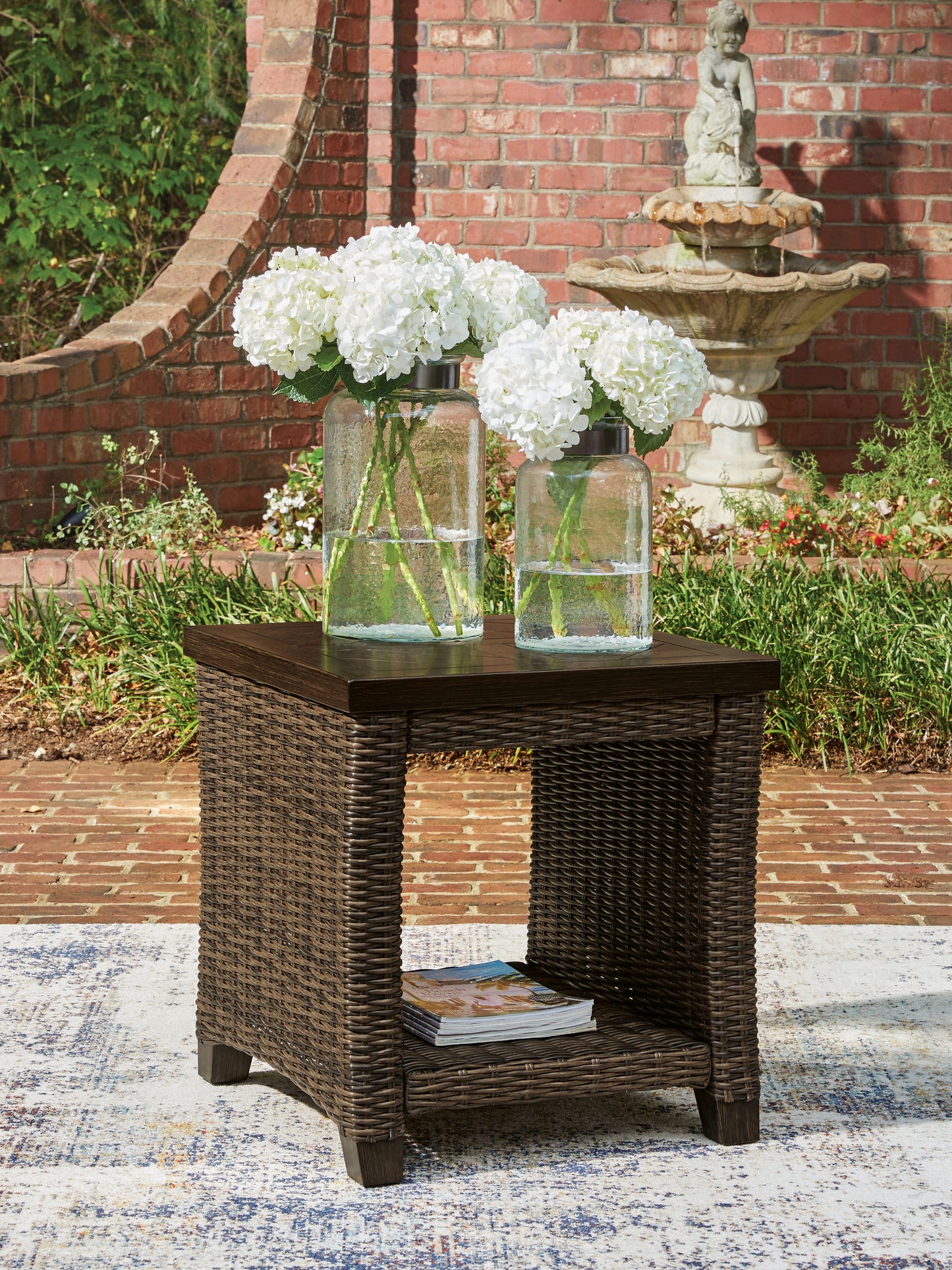 Ocala Furniture Outlet - Ashley Furniture - Monterey Point Outdoor - Square End Table / Dark Brown - PCP760-702