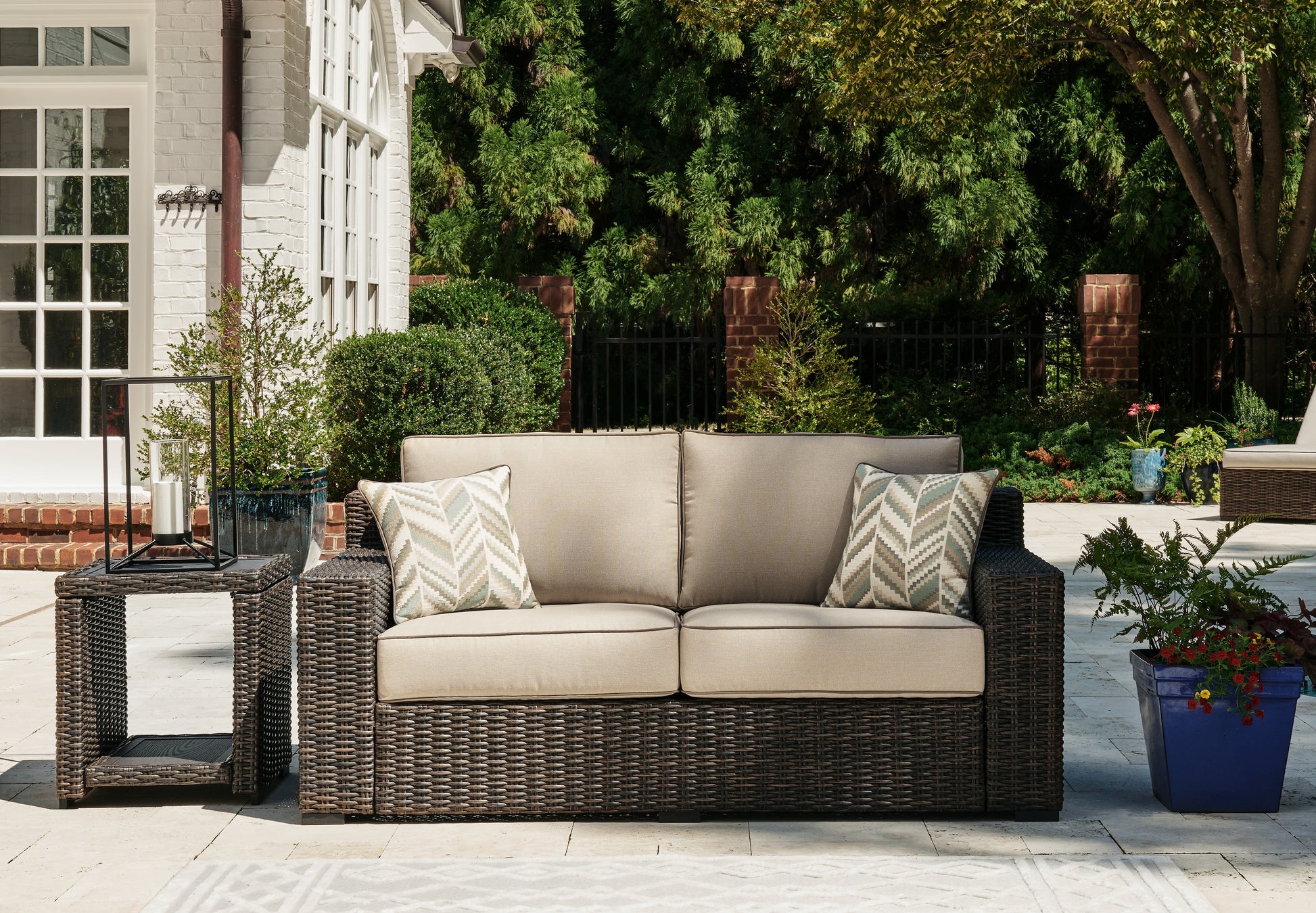 Ocala Furniture Outlet - Ashley Furniture - Coastline Bay Outdoor - Loveseat w/Cushion / Brown - P784-835